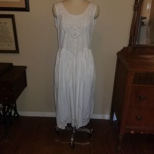 Cool white cotton cutwork drop waist dress